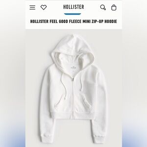 Hollister white feel good fleece mini zip up hoodie